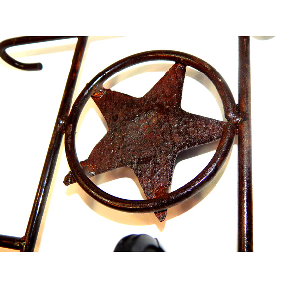 Rustic Wrought Iron Texas Star Wall Mount Hooks - Picture 4 of 7